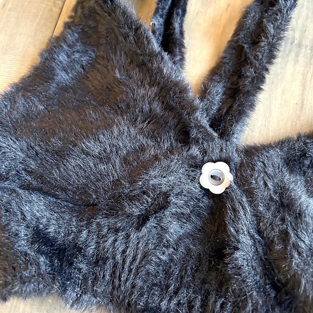 NWT For Love & Lemons Devon Black Furry Knit Sleeveless Crop Cropped Top - Picture 4 of 6